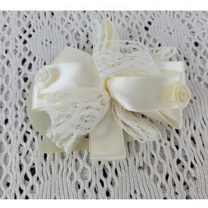 Vintage 90s Kid City Cream Off White Lace Hair Barrette Communion Confirmation